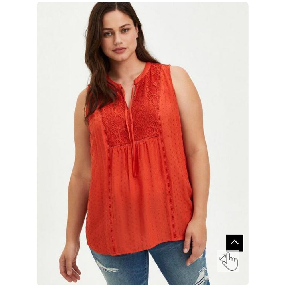 Torrid Swiss Dot Crochet Inset Tank Size 1X